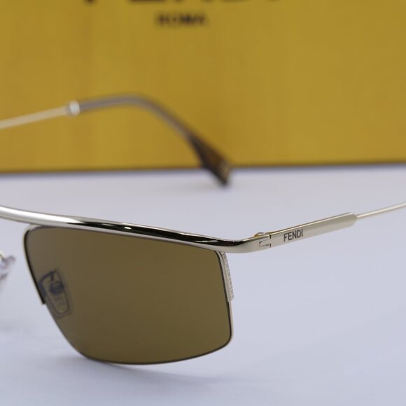Fendi FE40141U 32E Rectangle Sunglasses - Gold/Brown - Picture 3 of 12